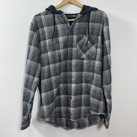 edgar+ash Shirts Edgar Ash Mens Button Down Hooded Shirt Size